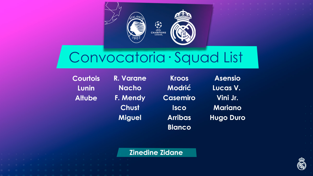 «Аталанта» – «Реал Мадрид». Заявка на матч
